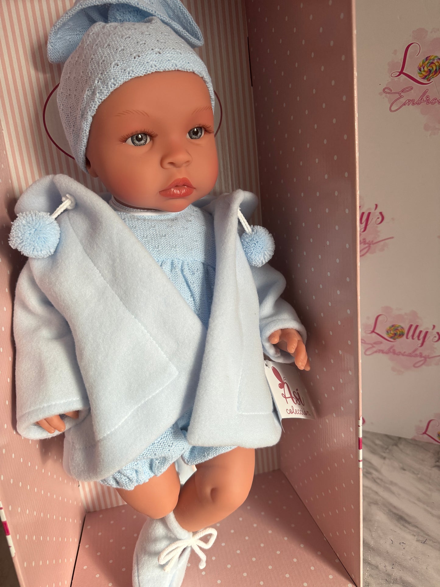 Asi Baby Doll Leo Blue Coat Soft Body, Articulated, 46cm