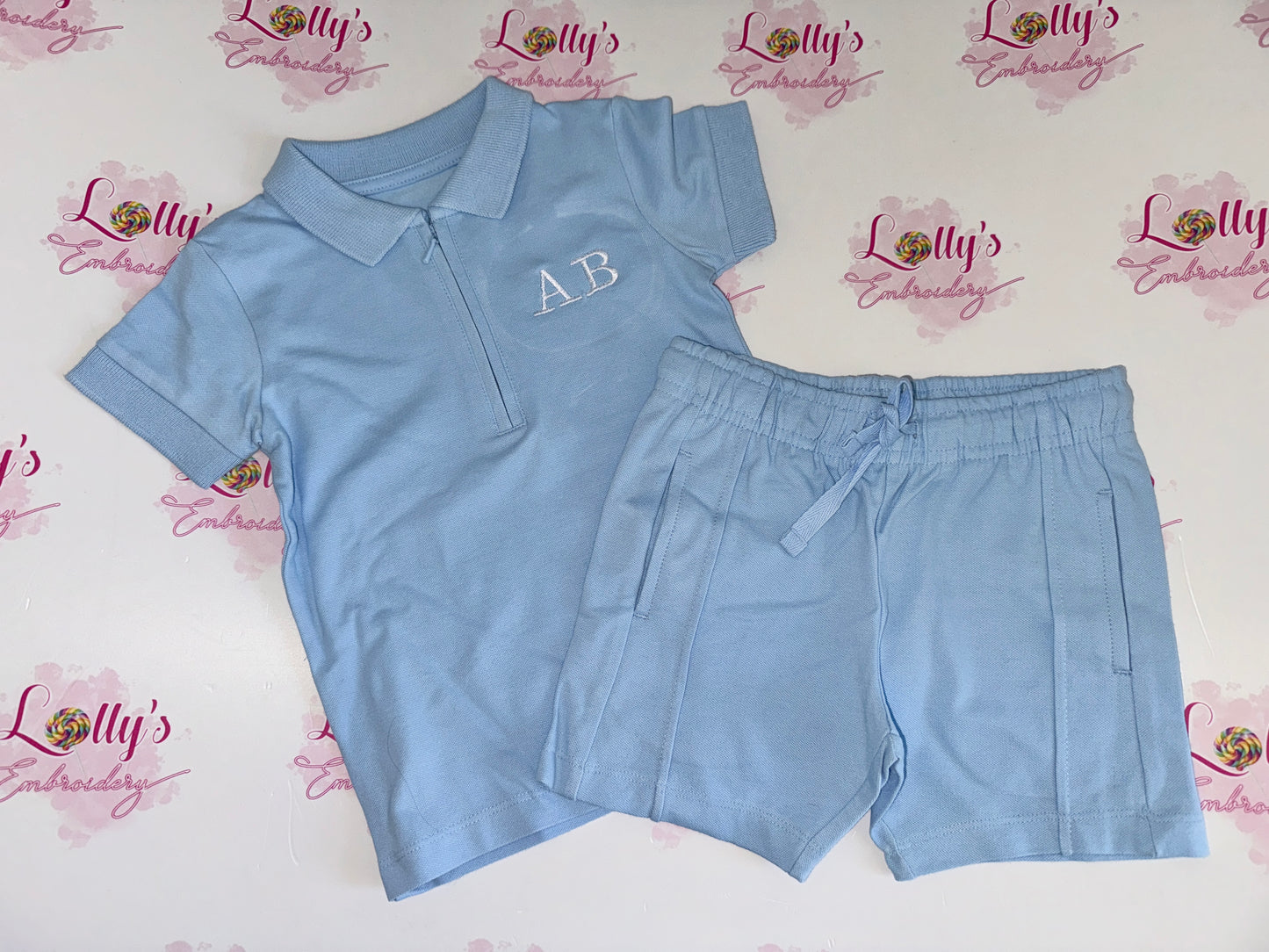 Boys zip polo sets