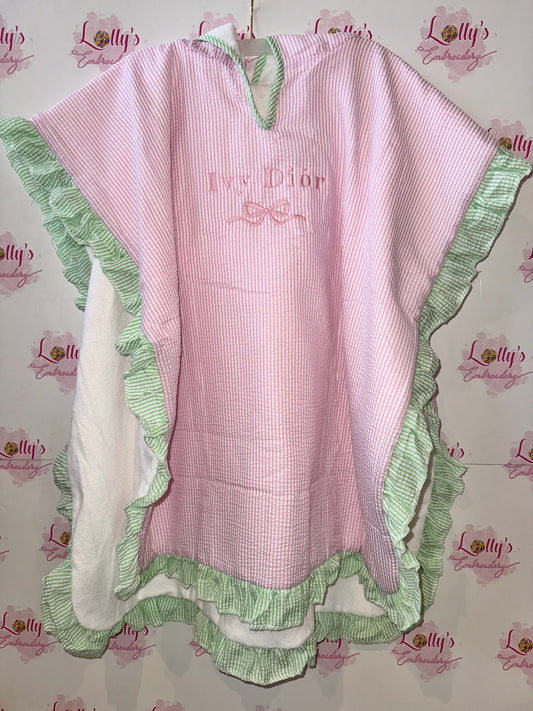 Pink & green hooded towel