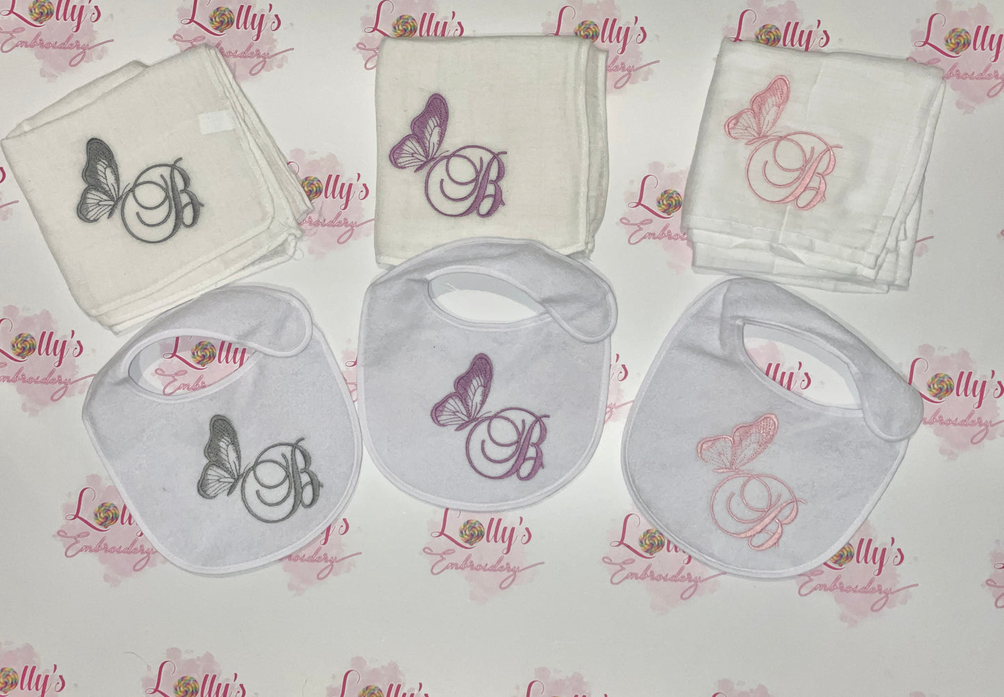 Butterfly bib & muslin set