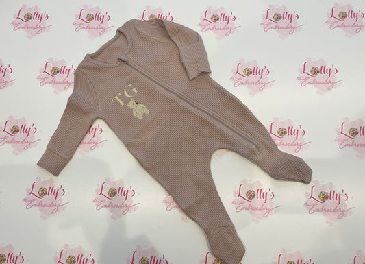 Teddy bear zip sleepsuit